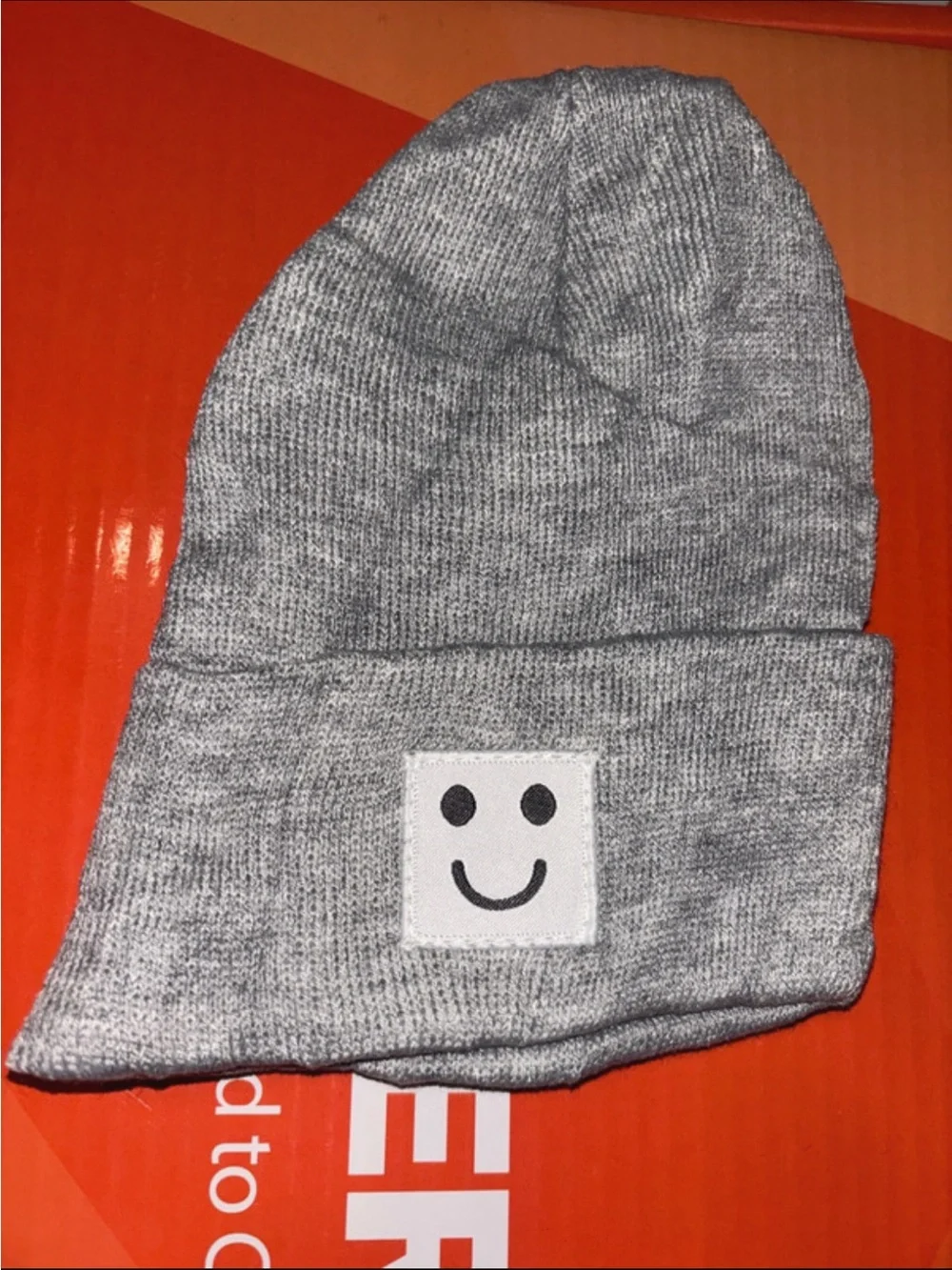 Kids Gray Smiley Beanie Hat